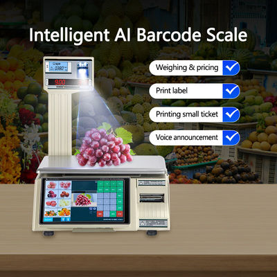 15 kg Touchscreen-Etiketten Druck Waage mit LED-LCD-Display und 1*RS232 Port-Typ