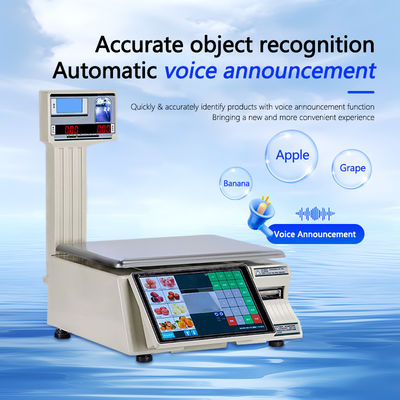 15 kg Touchscreen-Etiketten Druck Waage mit LED-LCD-Display und 1*RS232 Port-Typ