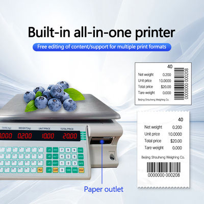 Supermarkt 3 kg Digitale Rechenwaage mit Barcode-Etiketten und Papierrollenhalter