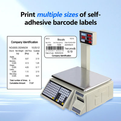 SHW-TMC 30 kg Barcode Drucktischwaage mit AC/DC-Stromversorgung und maximaler Reichweite