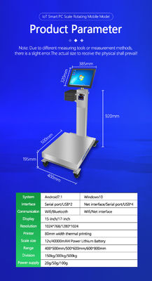 Windows 10-System 150kg Kapazität Industriewaage mit 15-Zoll-Touchscreen