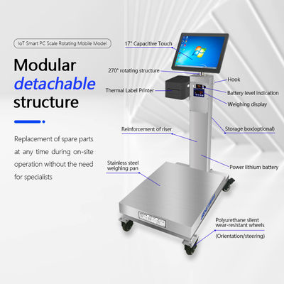 Metalle Industriewaage mit 15-Zoll-Touch-Bildschirm Drehtisch und Räder