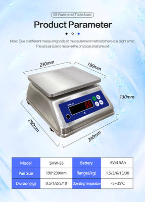 15 kg S5 Doppelschirm Edelstahl Wasserdicht Tisch Elektronische Waage für -10 C-40 C