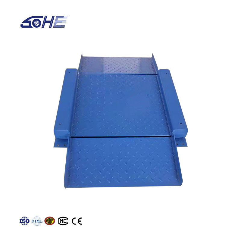 Industrielle Carbon-Stahl-Plattform Skala 1,5 m x 1,5 m Ultra-Low mit doppelt gefalteter Rampe