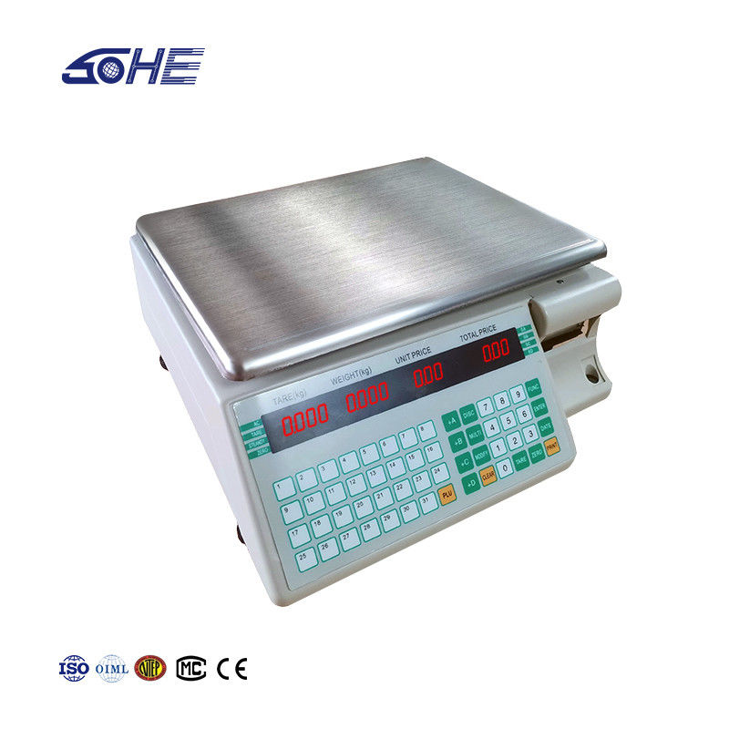 SHV-TMA Barcode Drucktischwaage 30kg mit ABS-Plastik-/Edelstahlplatte